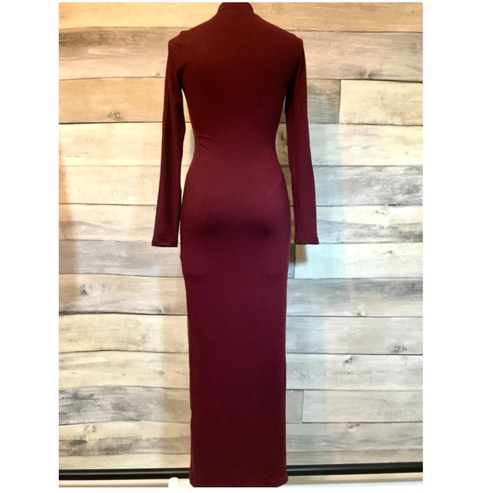 HEART & HIPS burgundy long sleeve mock neck maxi - Picture 2 of 7